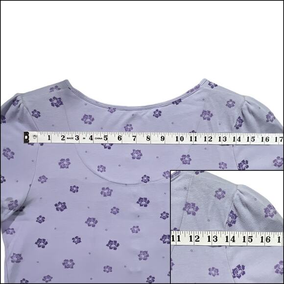 Croft & Barrow Intimates Short Sleeve Purple Lavender Floral Nightgown Medium - Picture 8 of 11